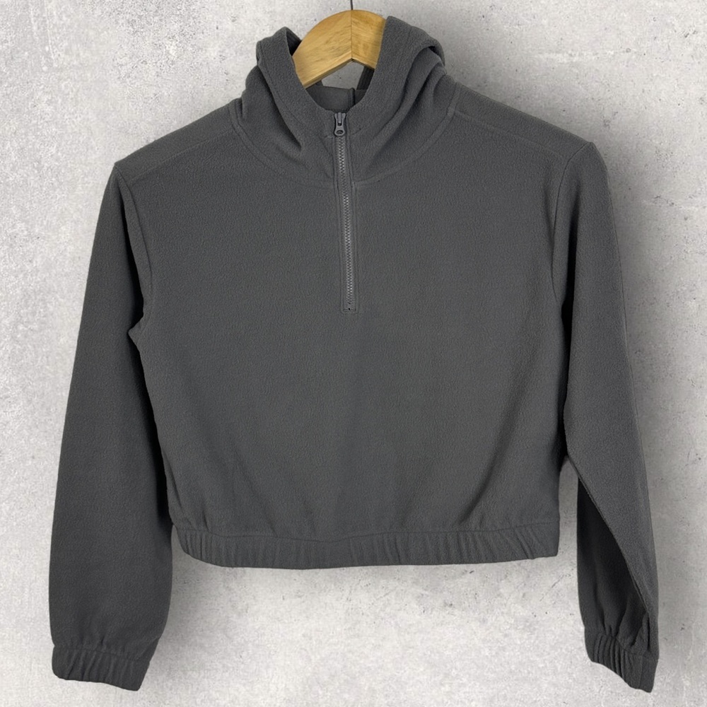 NEW Nordstrom Zella Fleece Hoodie 2021 Half Zip Cropped Girls Size Medium Crop M